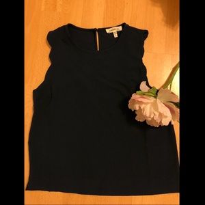 Navy Monteau scalloped blouse